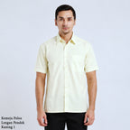 Boss SUPER Kemeja Polos Pria Lengan Pendek Regular Fit Kuning