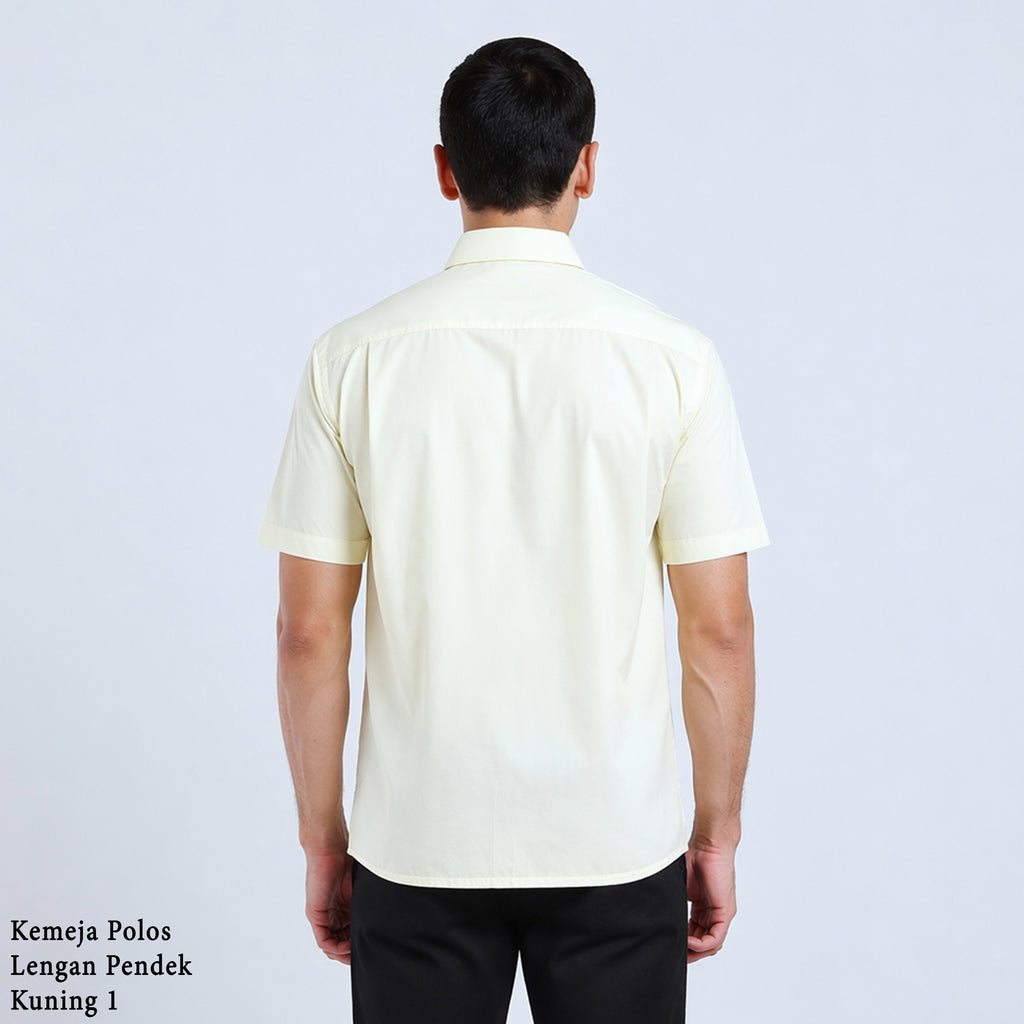 Boss SUPER Kemeja Polos Pria Lengan Pendek Regular Fit Kuning