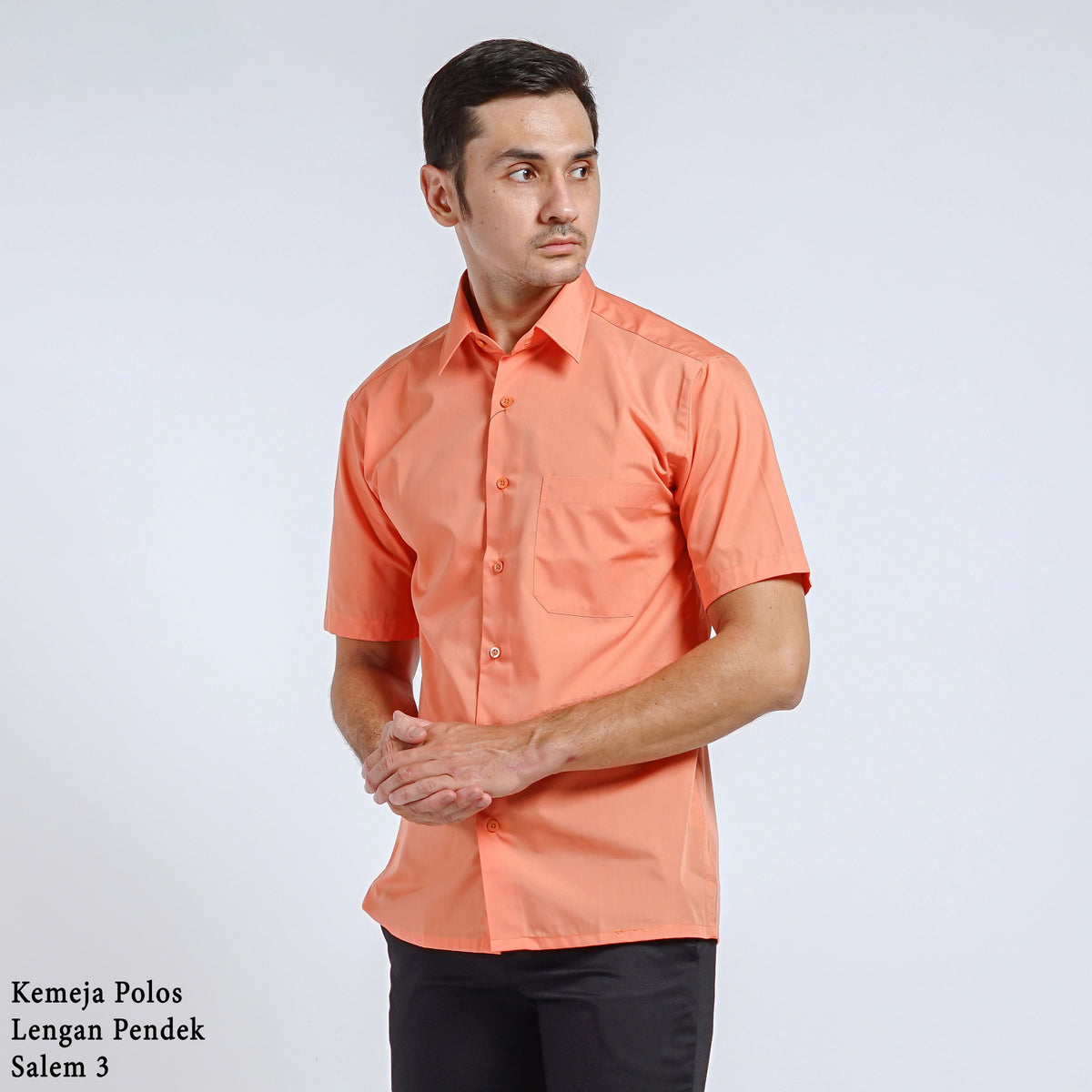 Boss SUPER Kemeja Polos Pria Lengan Pendek Regular Fit Salem Orange