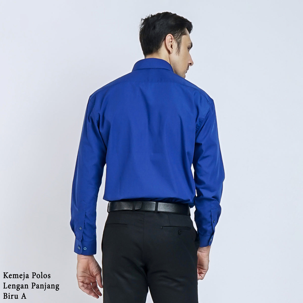 Boss SUPER - Kemeja Polos Pria Lengan Panjang Atasan Hem Kantor Cowok Regular/Slim Fit Biru Muda Elektrik A