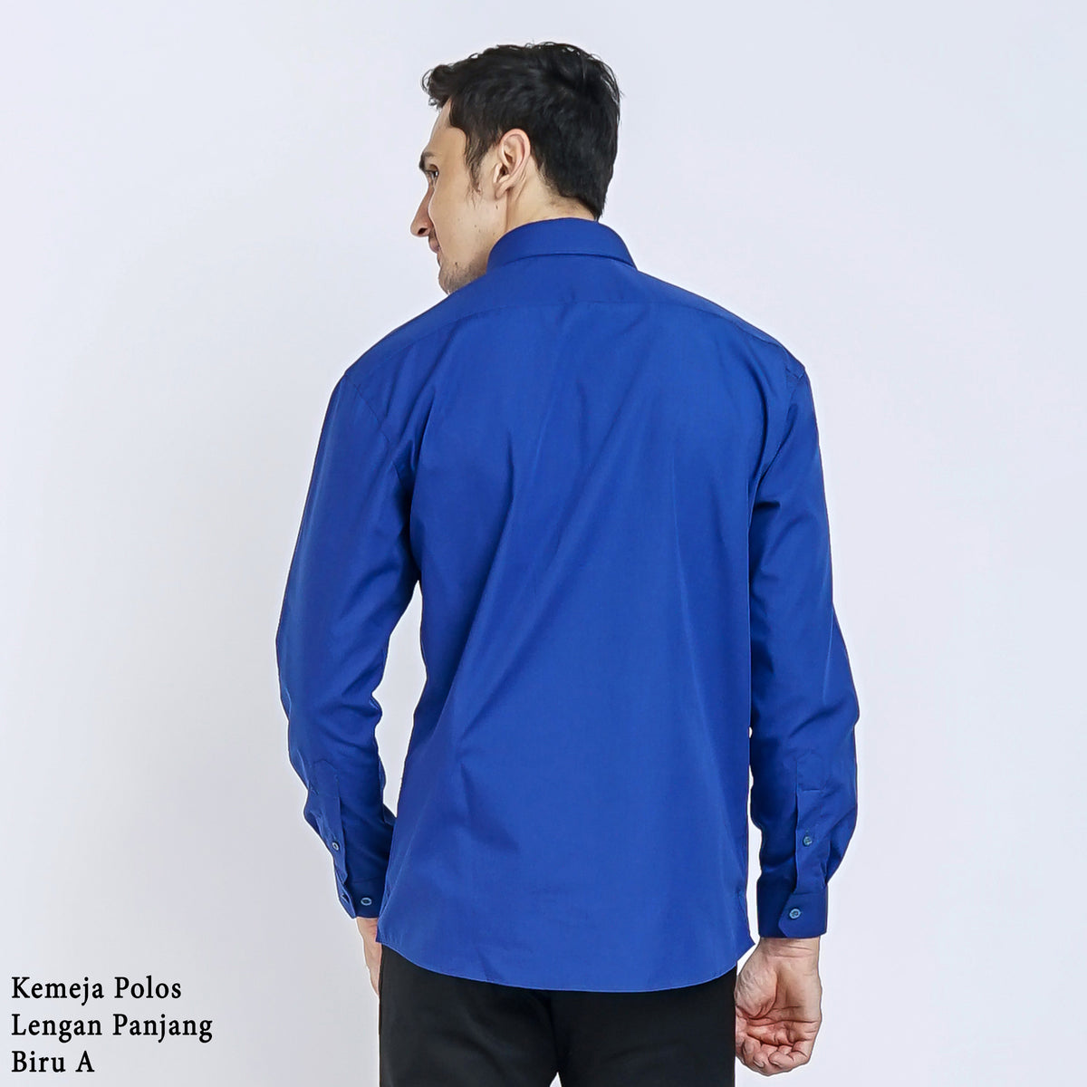 Boss SUPER - Kemeja Polos Pria Lengan Panjang Atasan Hem Kantor Cowok Regular/Slim Fit Biru Muda Elektrik A