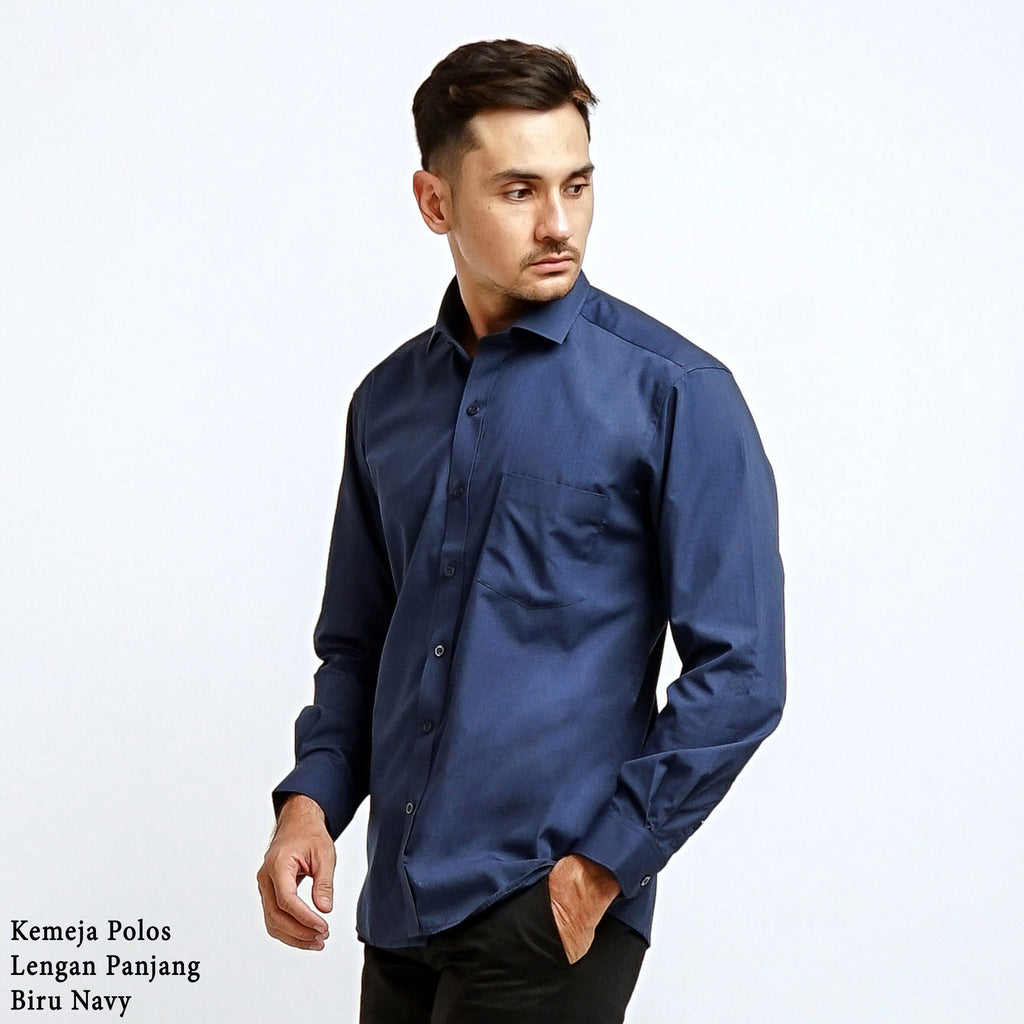 Boss SUPER Men's Long Sleeve Basic Shirt - Navy Blue