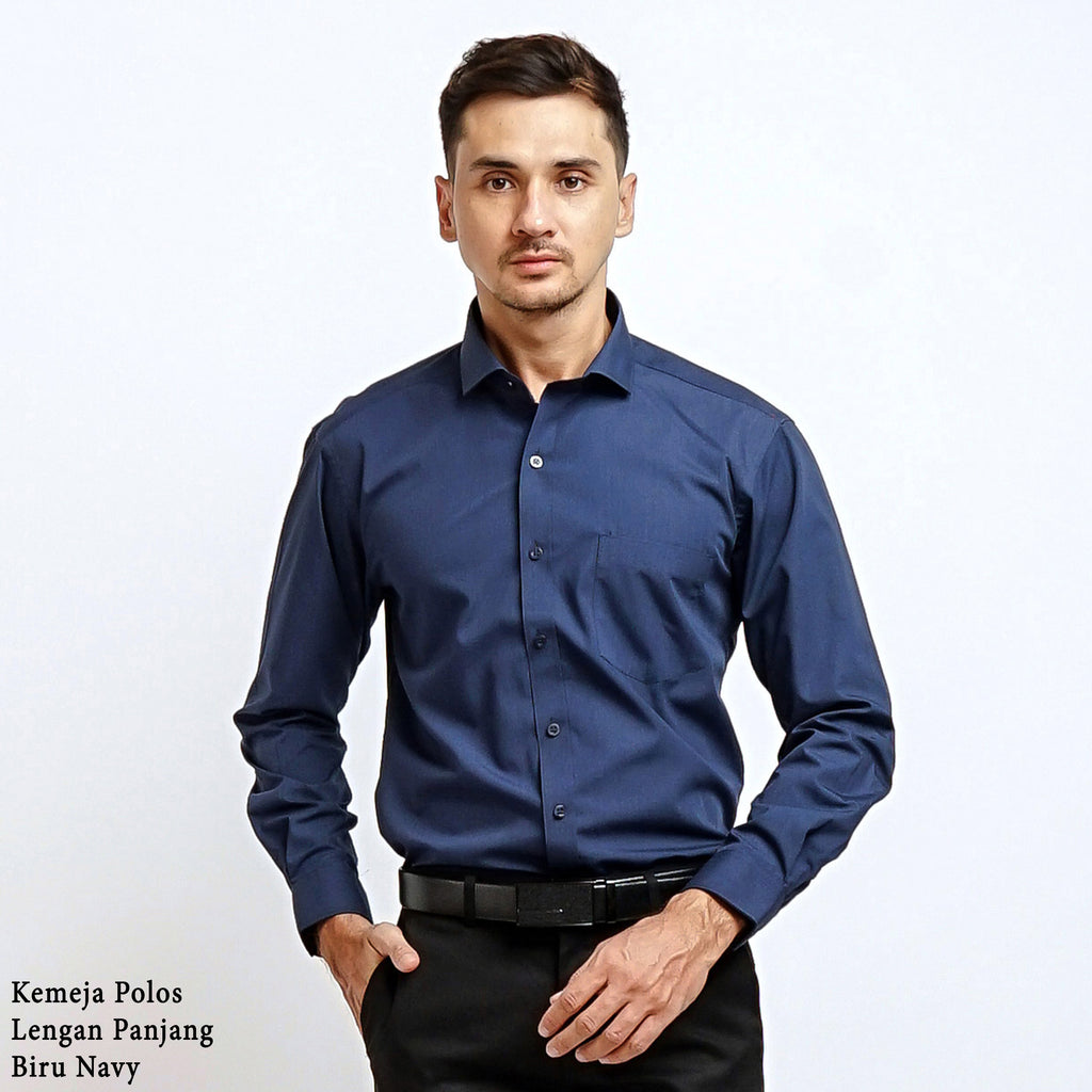 Boss SUPER Men's Long Sleeve Basic Shirt - Navy Blue