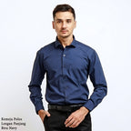 Boss SUPER Men's Long Sleeve Basic Shirt - Navy Blue