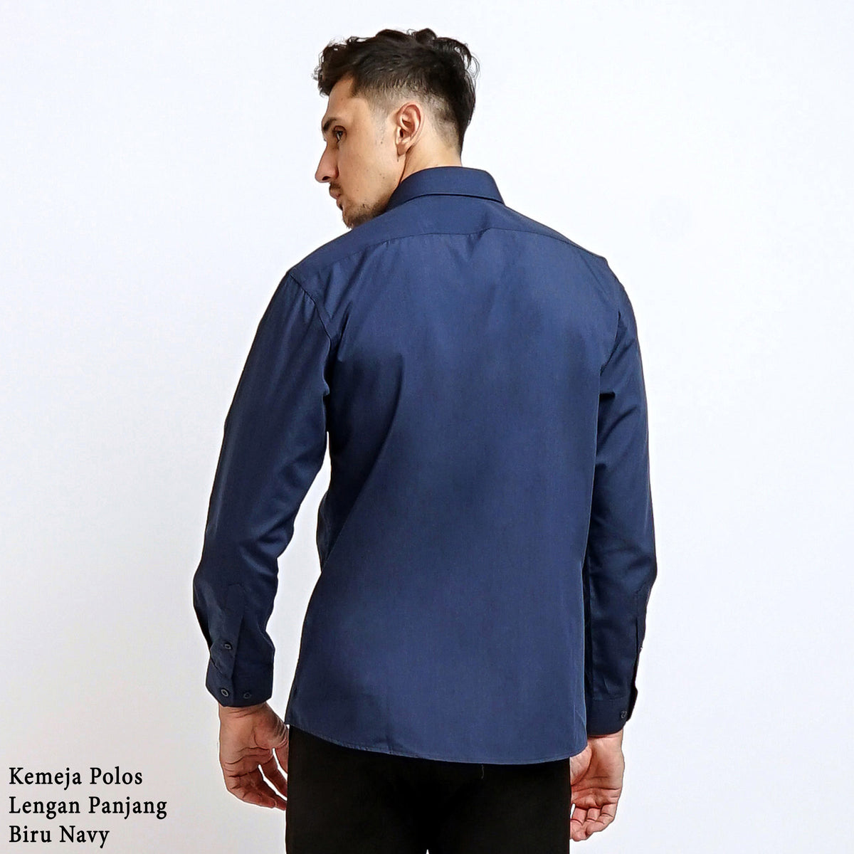 Boss SUPER Kemeja Polos Pria Lengan Panjang Regular Fit Slim Fit Biru Navy