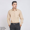 Boss SUPER Kemeja Polos Pria Lengan Panjang Regular Fit Coklat Beige Cream