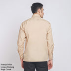 Boss SUPER Kemeja Polos Pria Lengan Panjang Regular Fit Coklat Beige Cream