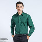 Boss SUPER Kemeja Polos Pria Lengan Panjang Regular Fit Hijau Botol