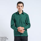 Boss SUPER Kemeja Polos Pria Lengan Panjang Regular Fit Hijau Botol