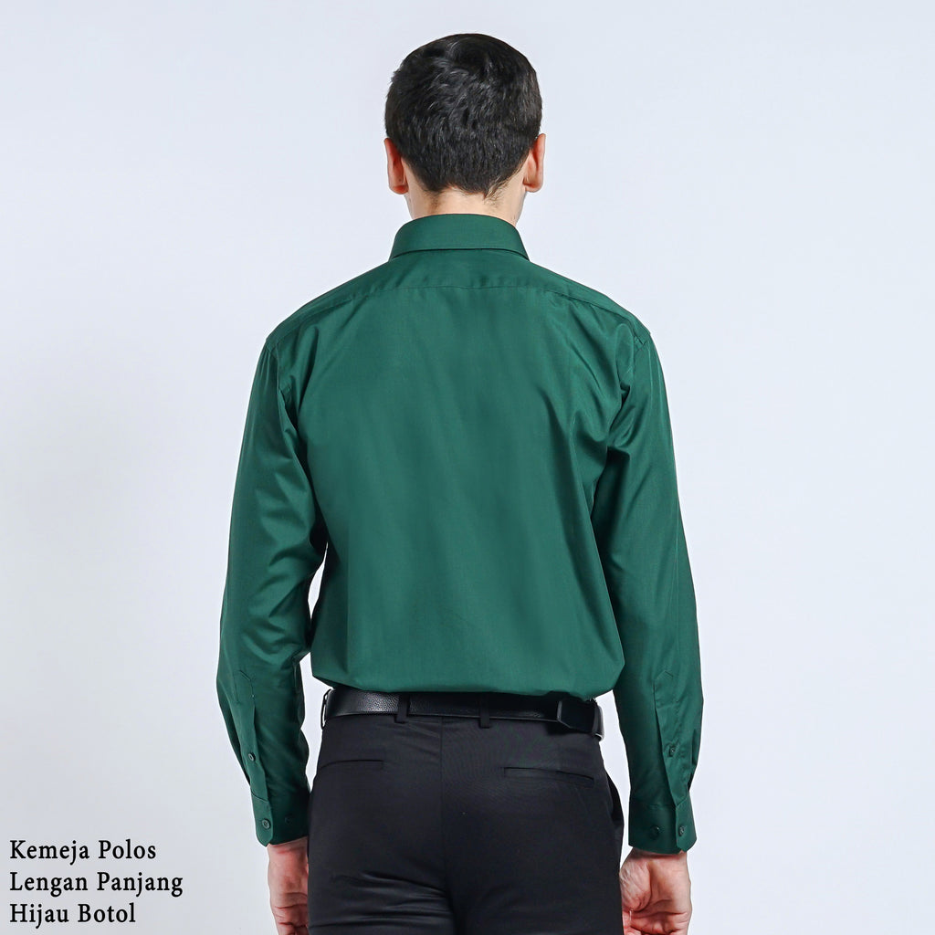 Boss SUPER Kemeja Polos Pria Lengan Panjang Regular Fit Hijau Botol