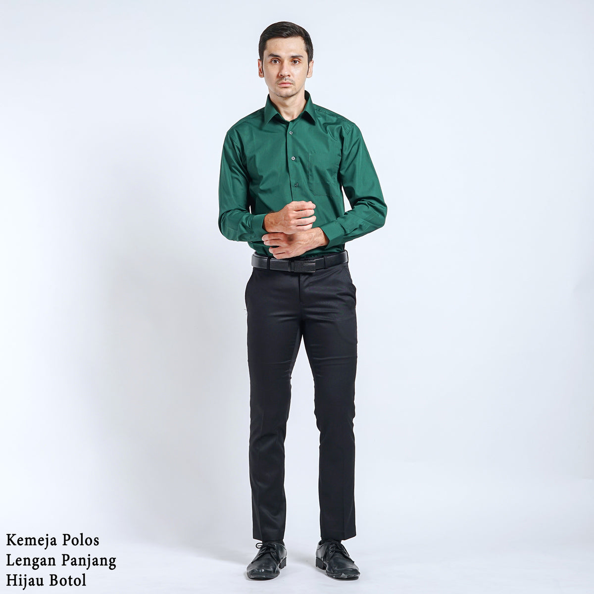 Boss SUPER Kemeja Polos Pria Lengan Panjang Regular Fit Hijau Botol