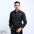 Boss SUPER Kemeja Polos Pria Lengan Panjang Hitam