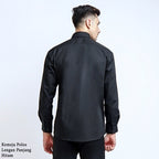 Boss SUPER Kemeja Polos Pria Lengan Panjang Hitam