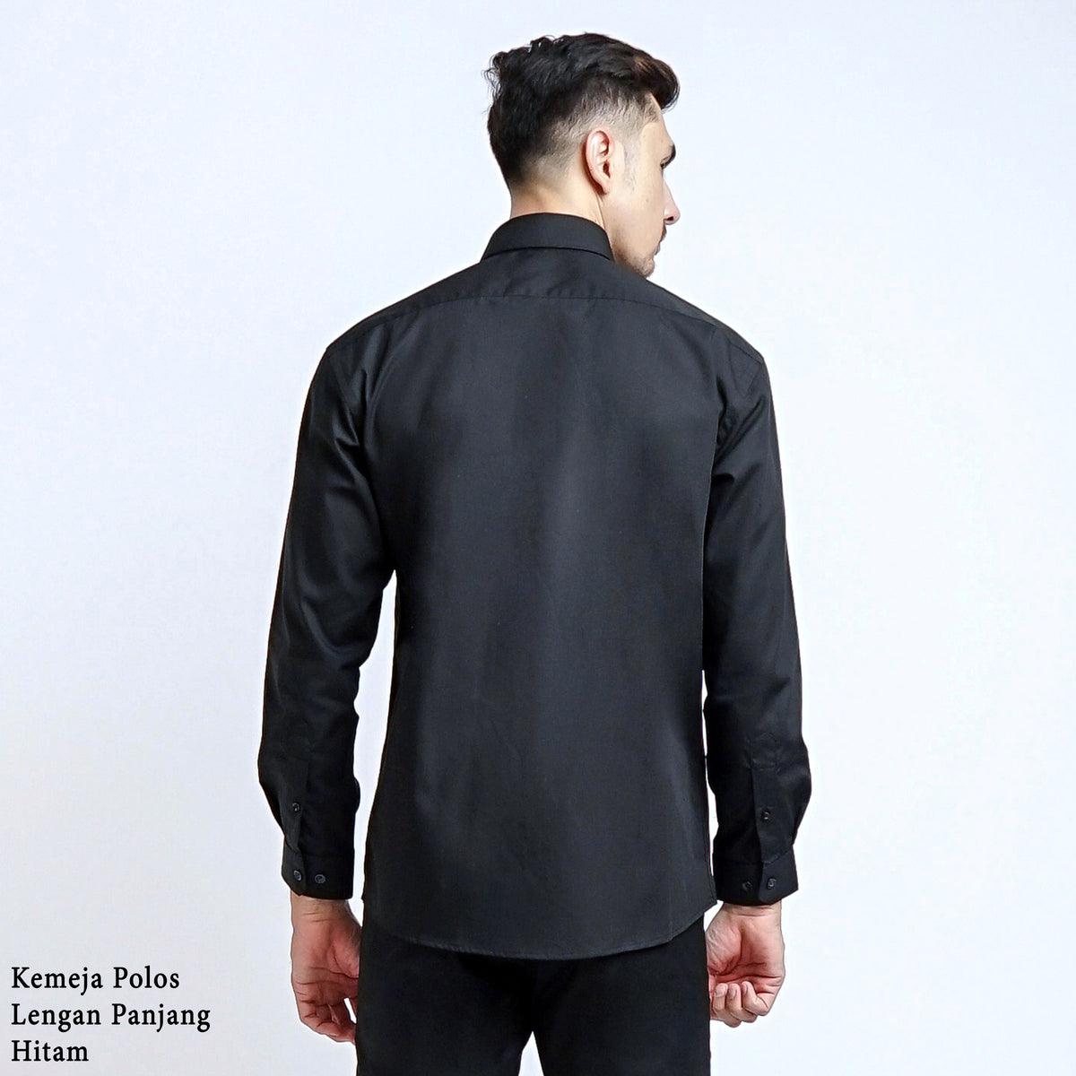Boss SUPER Kemeja Polos Pria Lengan Panjang Hitam