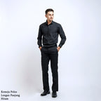 Boss SUPER Kemeja Polos Pria Lengan Panjang Hitam