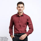 Boss SUPER Kemeja Polos Pria Lengan Panjang Merah Maroon