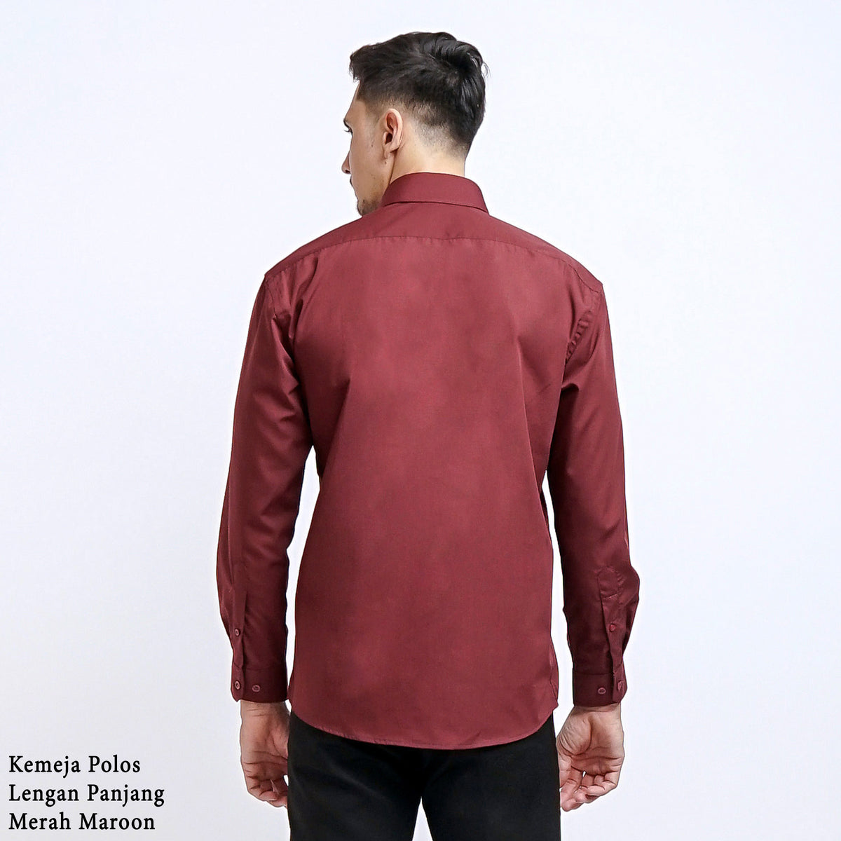 Boss SUPER Kemeja Polos Pria Lengan Panjang Merah Maroon