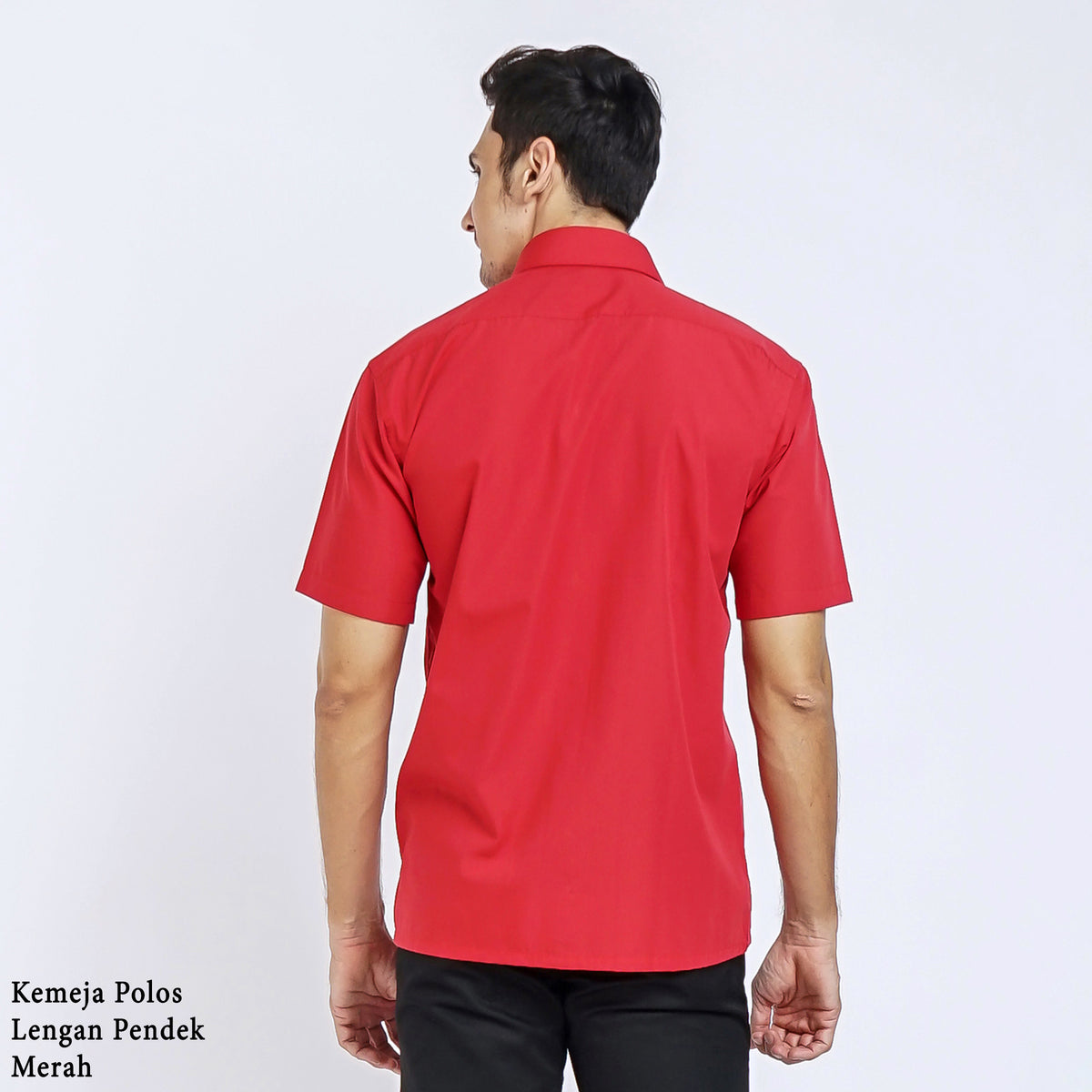 Boss SUPER - Kemeja Polos Pria Lengan Pendek Atasan Hem Kantor Cowok Regular Fit Merah | Size 3XS - 4XL