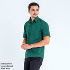 Boss SUPER Kemeja Polos Pria Lengan Pendek Regular Fit Hijau Botol