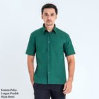 Boss SUPER Kemeja Polos Pria Lengan Pendek Regular Fit Hijau Botol