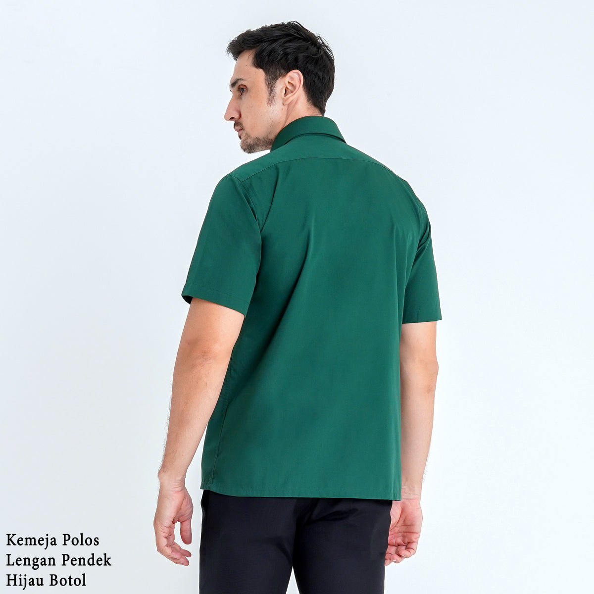 Boss SUPER Kemeja Polos Pria Lengan Pendek Regular Fit Hijau Botol