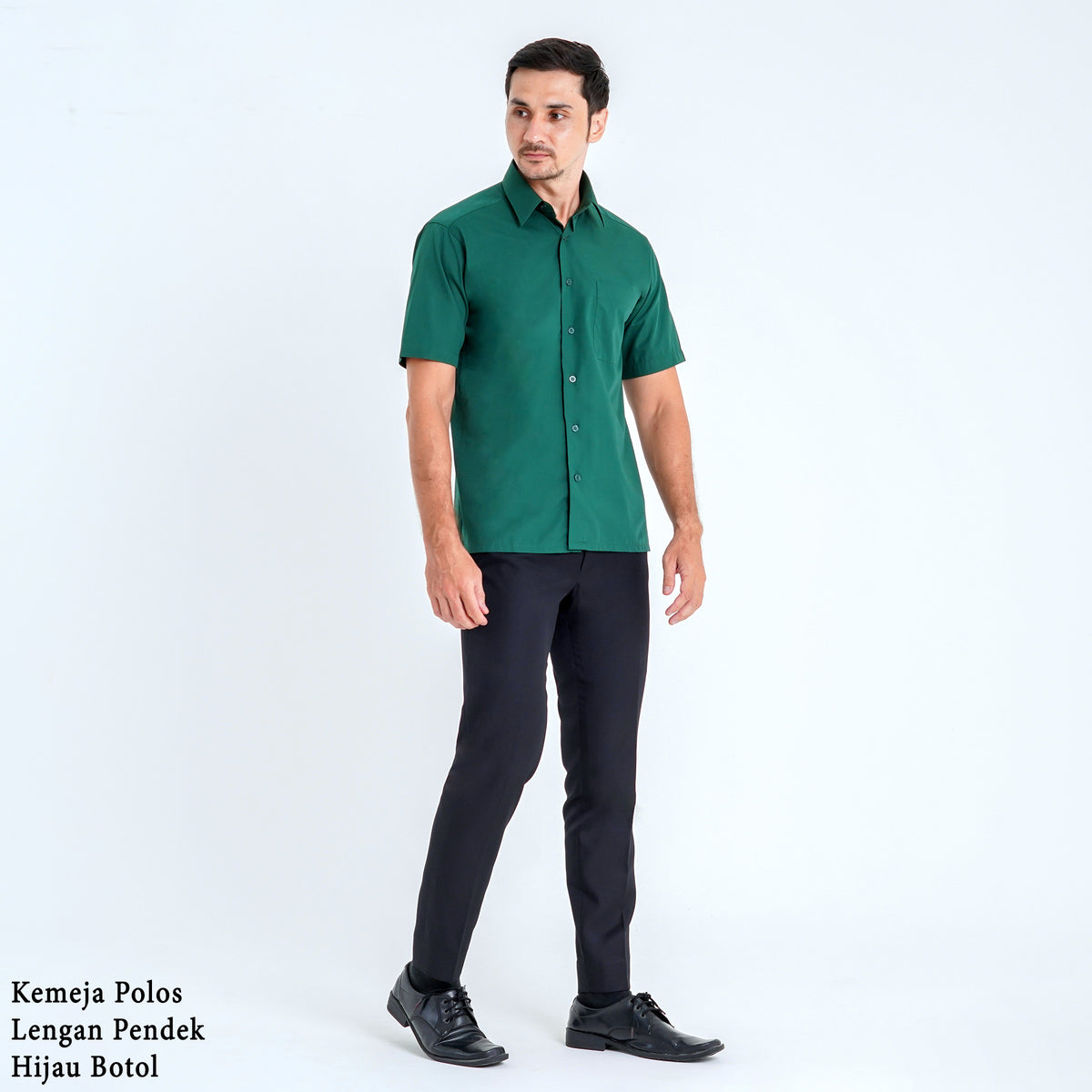 Boss SUPER Kemeja Polos Pria Lengan Pendek Regular Fit Hijau Botol