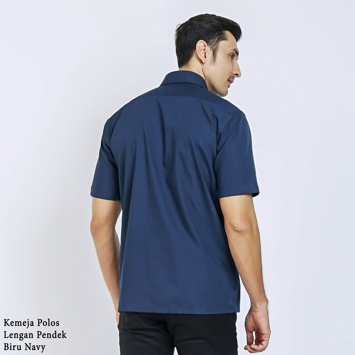 Boss SUPER - Kemeja Polos Pria Lengan Pendek Atasan Hem Kantor Cowok Regular Fit Biru Navy | Size 3XS - 4XL