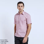Boss SUPER Kemeja Polos Pria Lengan Pendek Regular Fit Dusty Pink