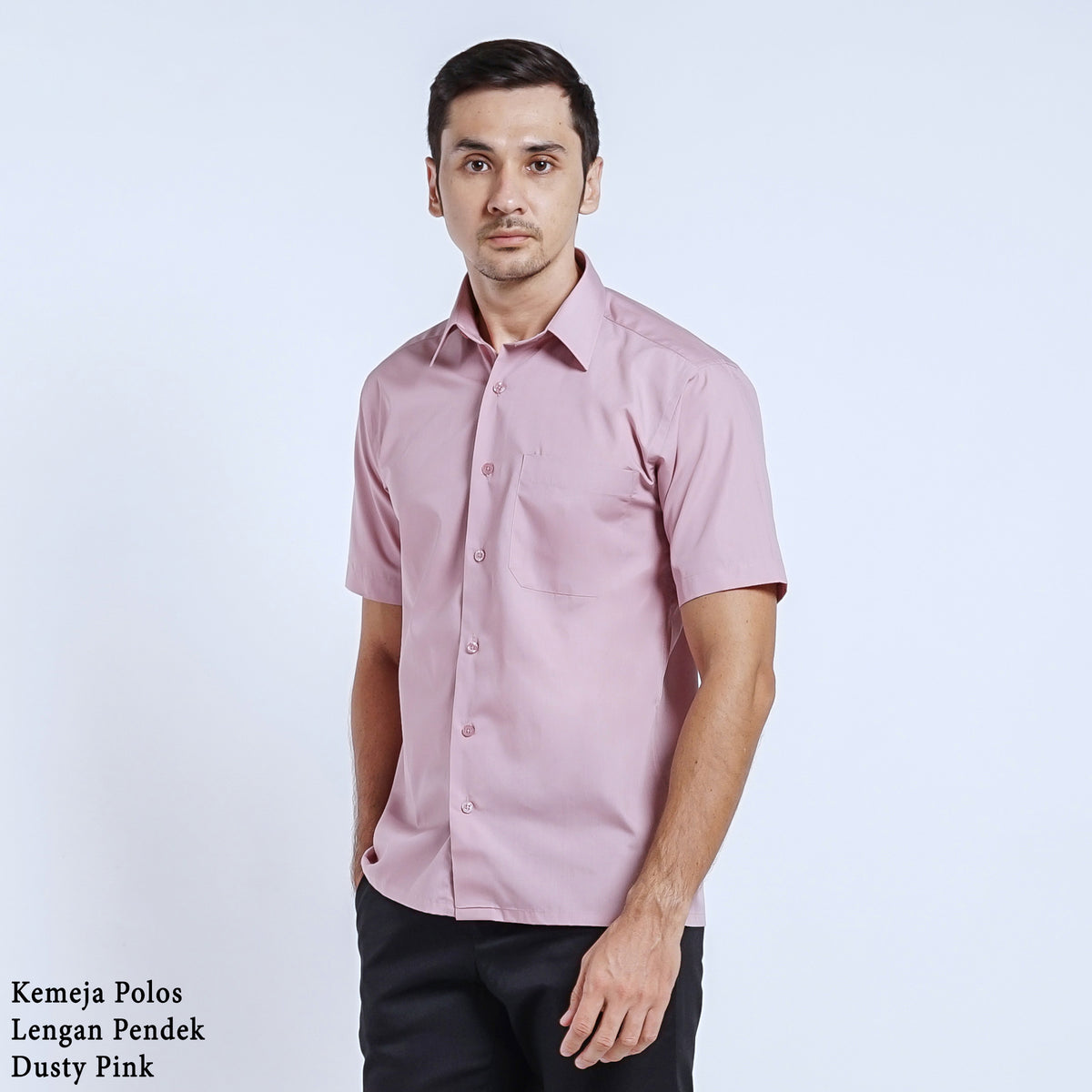 Boss SUPER Kemeja Polos Pria Lengan Pendek Regular Fit Dusty Pink