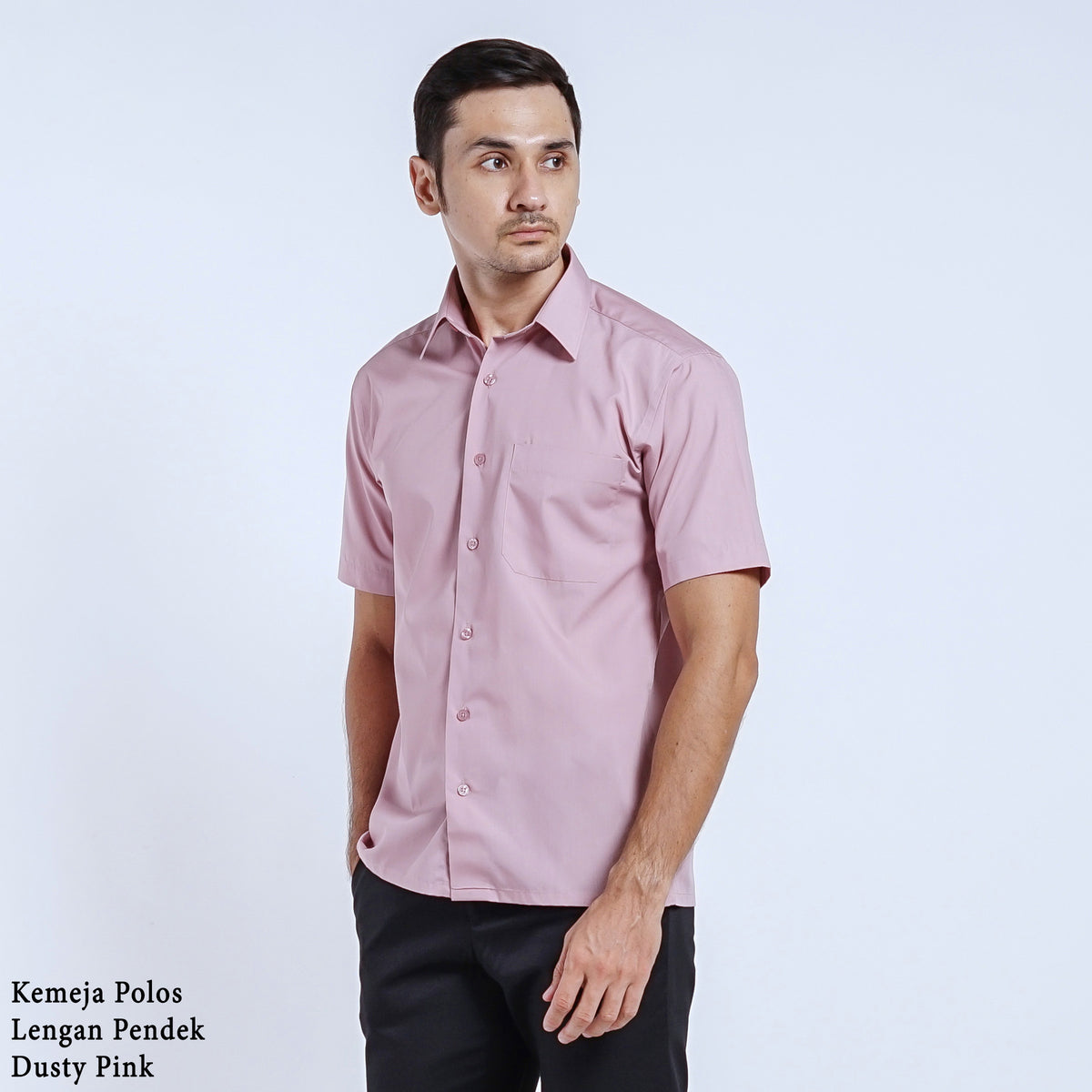 Boss SUPER Kemeja Polos Pria Lengan Pendek Regular Fit Dusty Pink
