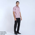 Boss SUPER Kemeja Polos Pria Lengan Pendek Regular Fit Dusty Pink