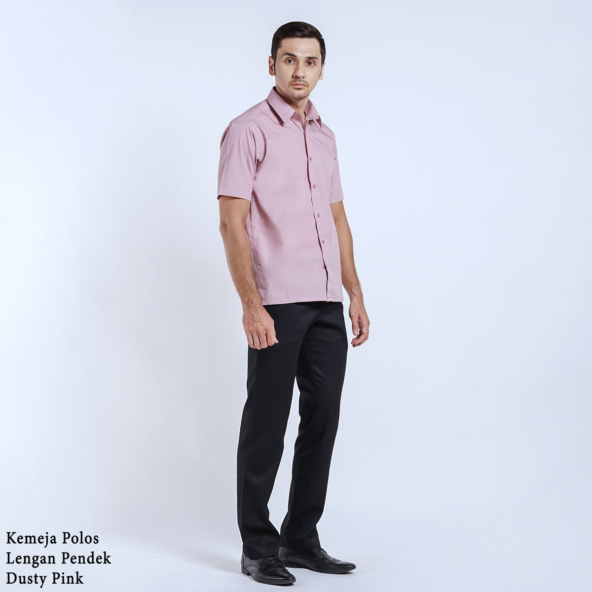 Boss SUPER Kemeja Polos Pria Lengan Pendek Regular Fit Dusty Pink