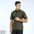 Boss SUPER Kemeja Polos Pria Lengan Pendek Regular Fit Hijau Army