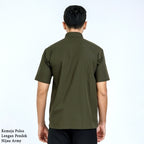 Boss SUPER Kemeja Polos Pria Lengan Pendek Regular Fit Hijau Army