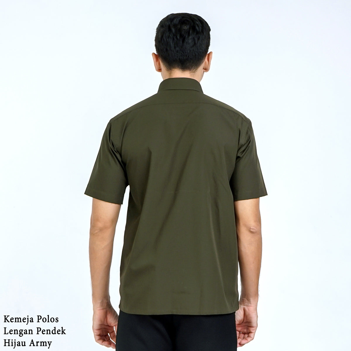 Boss SUPER Kemeja Polos Pria Lengan Pendek Regular Fit Hijau Army