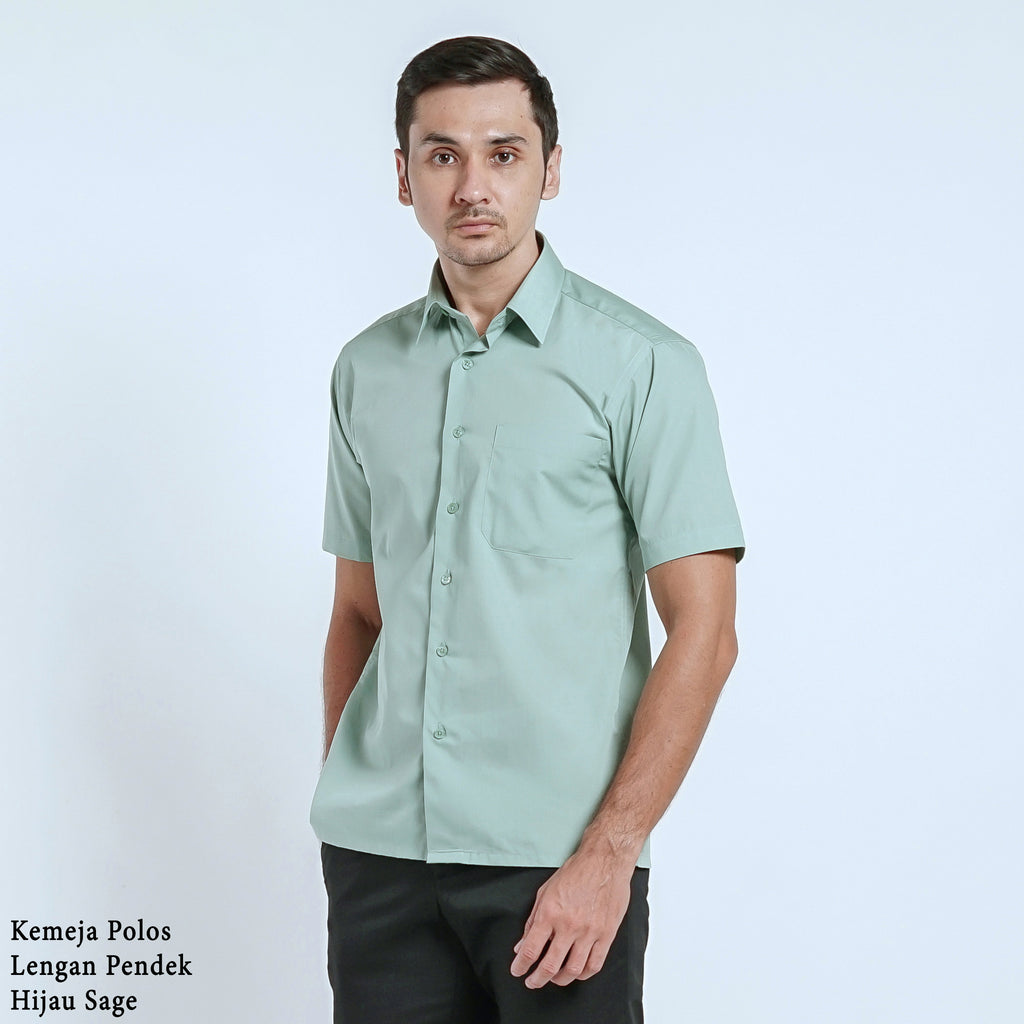 Boss SUPER Men's Short Sleeve Basic Shirt - Sage Green