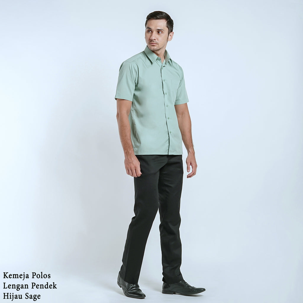 Boss SUPER Men's Short Sleeve Basic Shirt - Sage Green