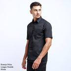 Boss SUPER Kemeja Polos Pria Lengan Pendek Slim Fit Hitam