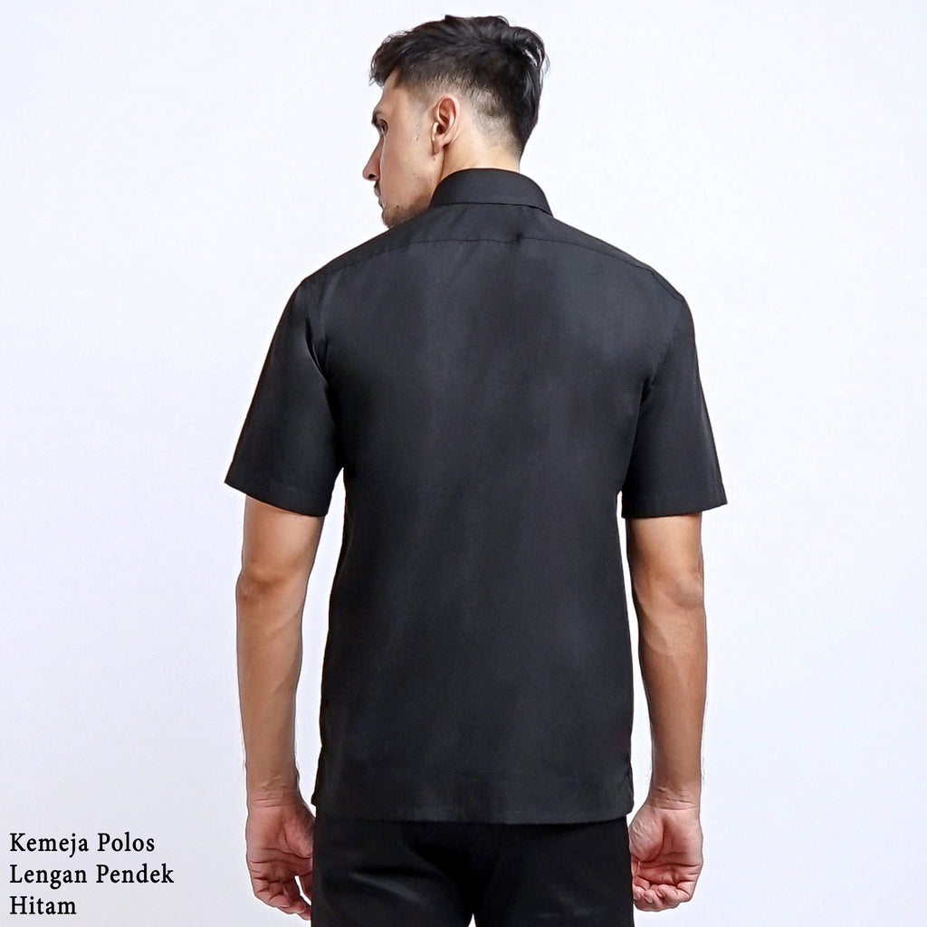 Boss SUPER Kemeja Polos Pria Lengan Pendek Slim Fit Hitam