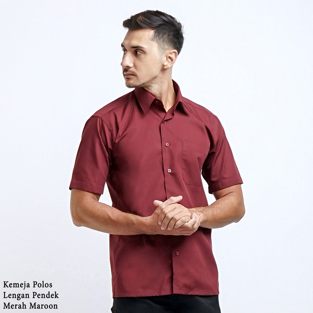 Boss SUPER Men's Short Sleeve Basic Shirt - Maroon Red