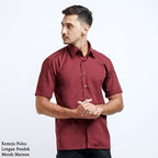Boss SUPER Men's Short Sleeve Basic Shirt - Maroon Red