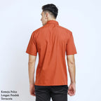Boss SUPER Kemeja Polos Pria Lengan Pendek Regular Fit Coklat Terracota