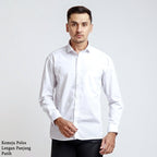 Boss SUPER Kemeja Polos Pria Lengan Panjang Putih