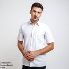 Boss SUPER Kemeja Polos Pria Lengan Pendek Putih