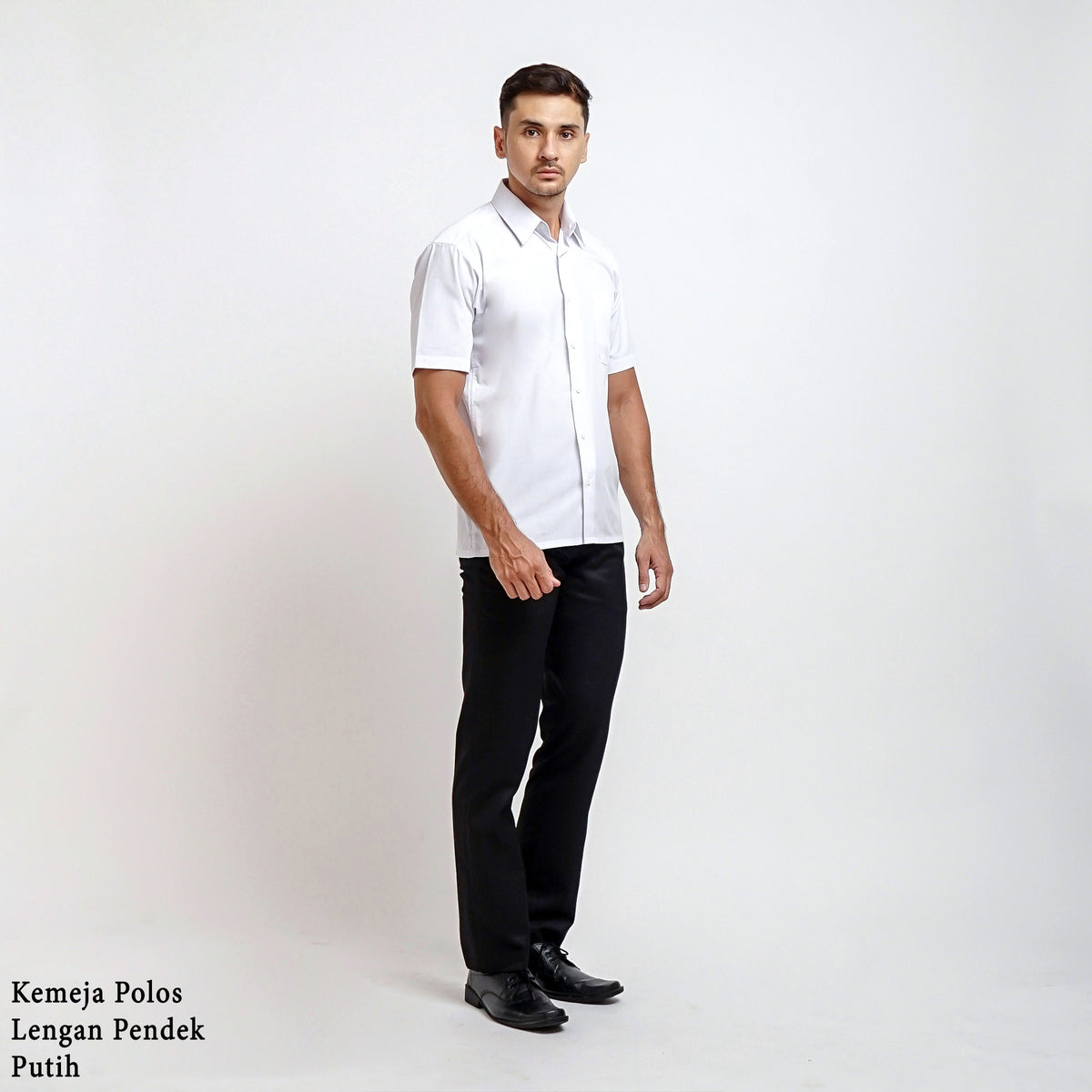 Boss SUPER Kemeja Polos Pria Lengan Pendek Putih