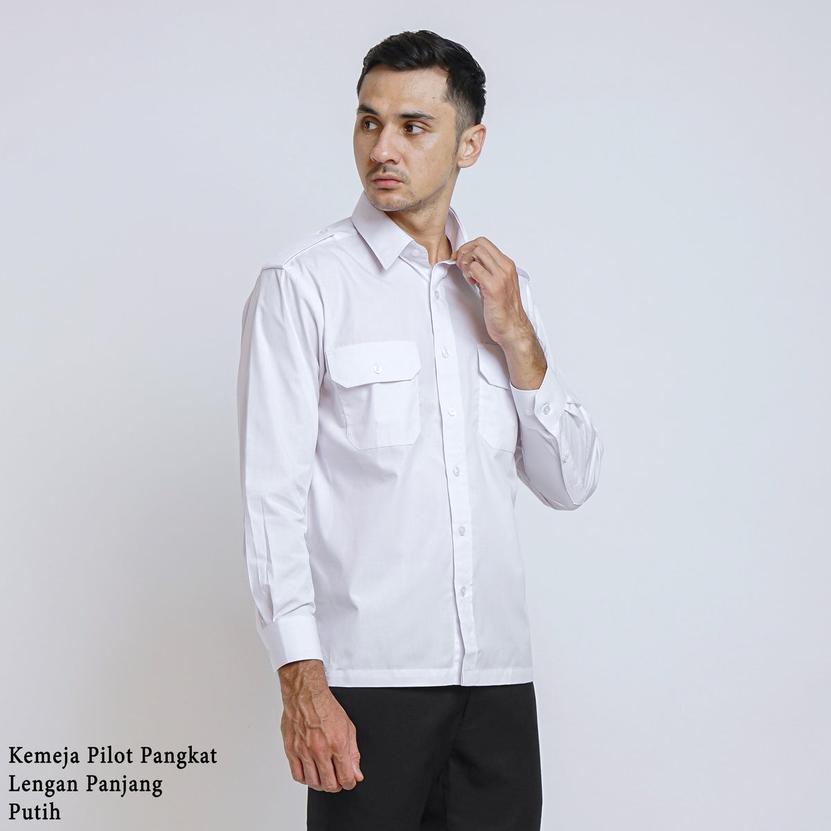 Boss SUPER Kemeja Polos Pria Pilot Lengan Panjang Regular Fit 3199 Putih