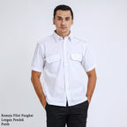 Boss SUPER Kemeja Polos Pria Pilot Pangkat Lengan Pendek Regular Fit 3199 Putih