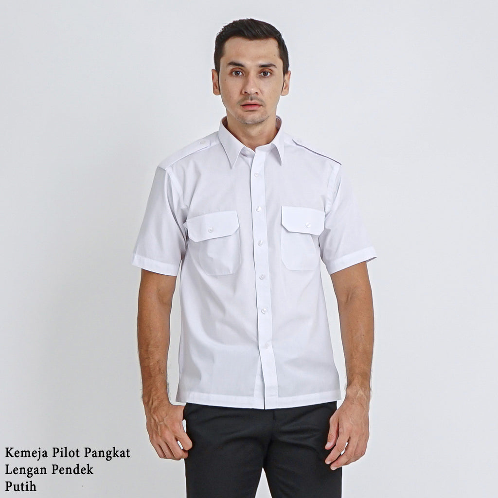 Boss SUPER Kemeja Polos Pria Pilot Pangkat Lengan Pendek Regular Fit 3199 Putih