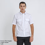 Boss SUPER Kemeja Polos Pria Pilot Pangkat Lengan Pendek Regular Fit 3199 Putih