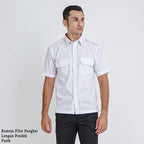 Boss SUPER Kemeja Polos Pria Pilot Pangkat Lengan Pendek Regular Fit 3199 Putih